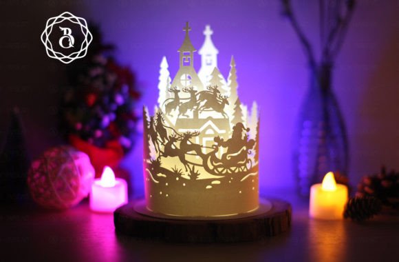 3D SVG Christmas Lanterns: Santa Reindeer Ride Design for Digital Sellers