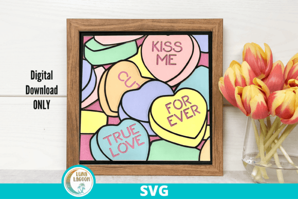 Candy Hearts Valentine 3D SVG for Shadow Boxes & Real Craft Projects