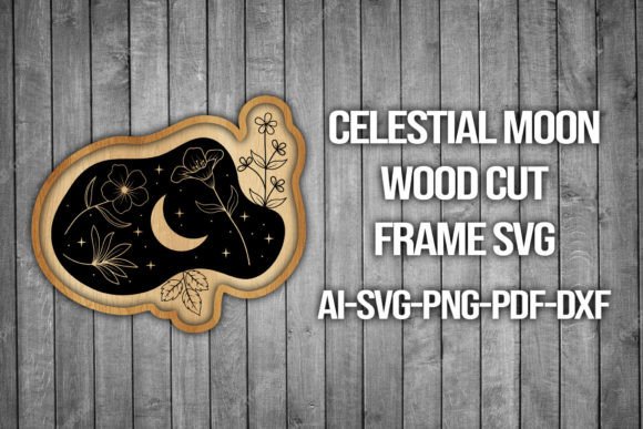 Celestial Moon Wood Cut Frame 3D SVG for Etsy & Print-on-Demand Sellers