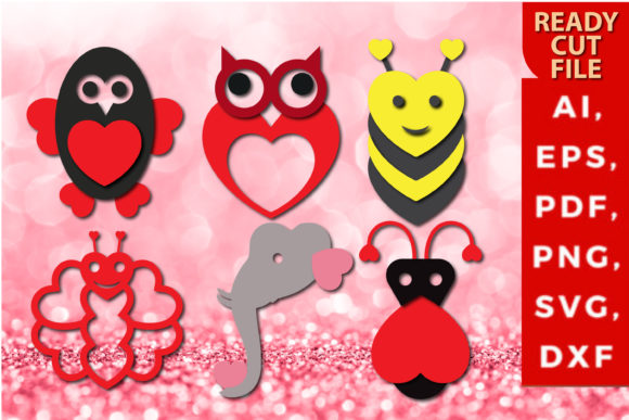 Cute Valentine Animal with Heart 3D SVG for Etsy & Print-on-Demand Sellers