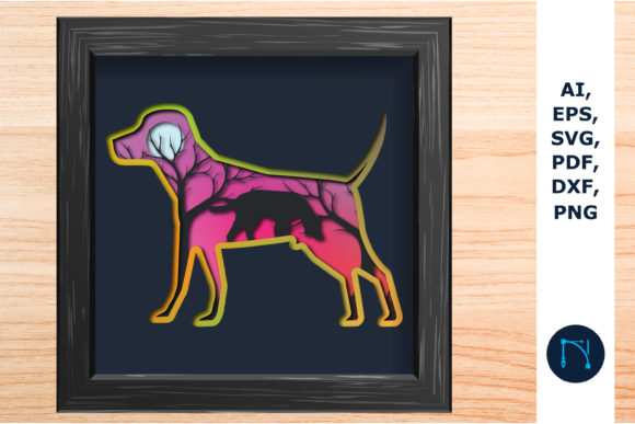 Dog Shadowbox Bundle 3d SVG