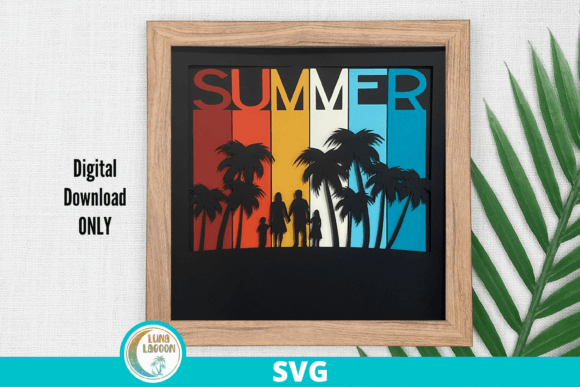 Family Retro Summer 3D SVG: A Vibrant Shadow Box-Inspired Design for Local Branding