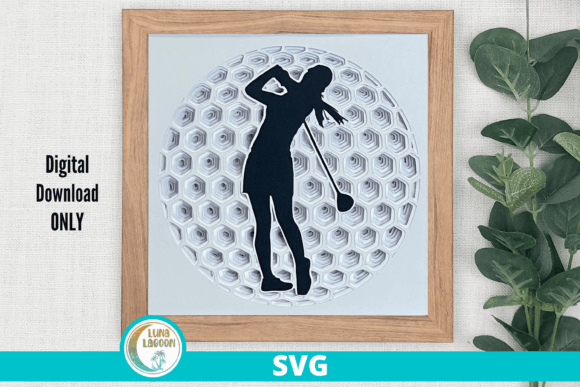 Female Golfer 3D SVG: A Unique Shadow Box Design for Golf-Themed Branding