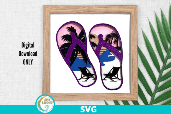 Flip Flops on the Beach 3D Svg