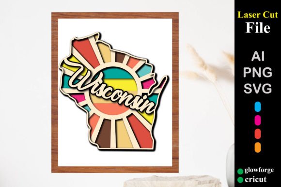 h1Wisconsin State Retro Map 3D SVG for Shadow Boxes & Digital Crafts/h1