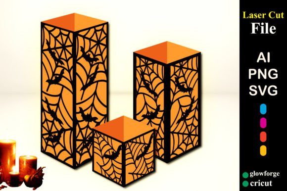 Halloween 3D SVG Candle Holder Designs for Web & Editorial Use