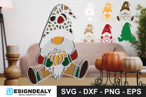 Halloween Gnome with Pumpkin 3D SVG for Crafters & Etsy Sellers