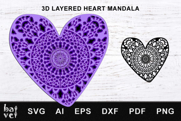Heart Mandala Layered 3D SVG – A Richly Textured Design Asset for Emotional Branding and Craft Projects