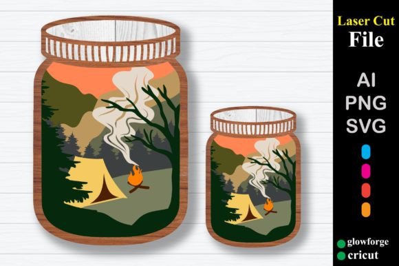 Jar Bank Fire Bonfire Paper Cut 3d SVG