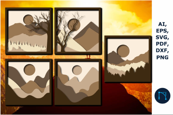 Layered Mountain 3D SVG Bundle for Shadow Box Crafts