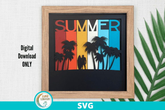 Male Surfer Retro Summer 3D SVG for Shadow Boxes: A Content Creator’s Visual Gem