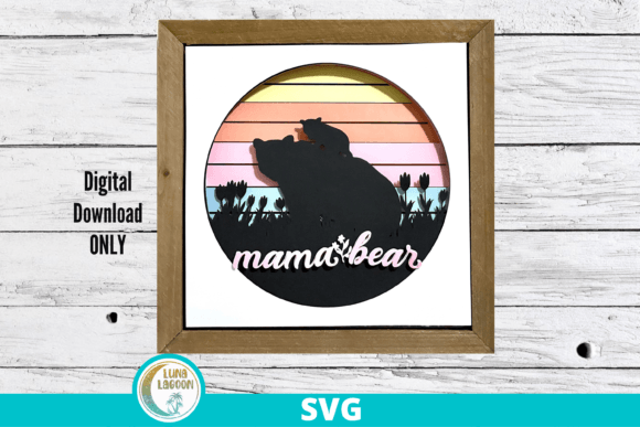 Mama Bear Retro 3D SVG for Shadow Box Branding Projects