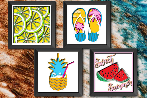 Multi-Layer Summer Shadow Box Bundle: 3D SVG Design for Fresh Editorial Visuals