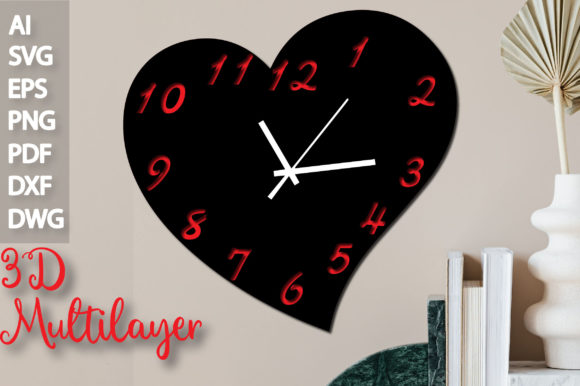 Multilayer Big Heart Clock 3D SVG for Crafters & Etsy Sellers
