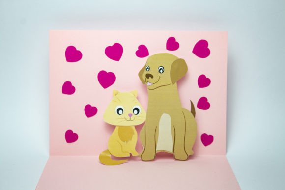 Pop-up Card - Cat and Dog: A 3D SVG Greeting Card for Playful Branding