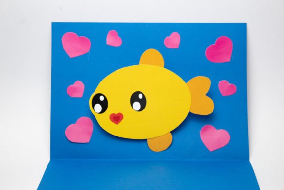 Pop-up Card - Cute Fish: A 3D SVG Greeting Card for Playful Editorial Design