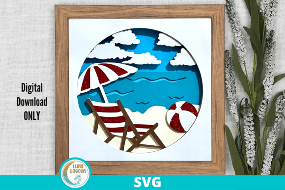 Summer Beach 3D SVG for Local Branding and Shadow Box Packaging Design