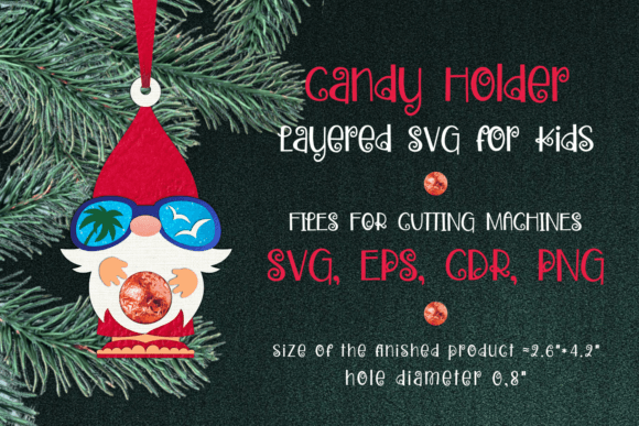 Tropical Gnome Christmas Candy Holder 3D SVG for Festive Branding