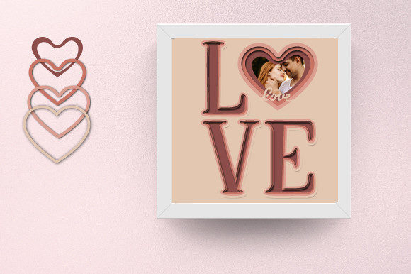 Valentine Love Photo Paper Shadow Box: A 3D SVG Design for Romantic Branding and Craft Projects