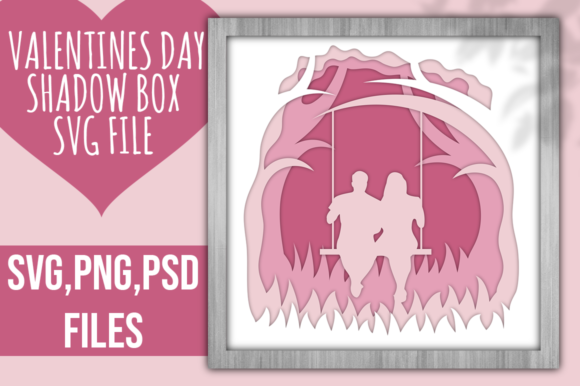 Valentines Day Lovers Shadowbox 3D SVG for Modern Branding and Campaign Visuals